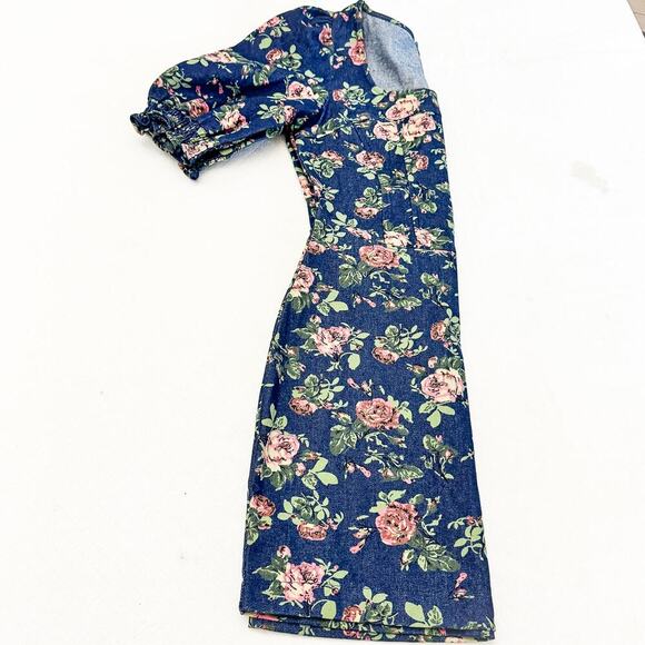 Betsey Johnson Medium Blue Flower Patterned Print Dress Size M NWT $109 - Picture 5 of 6